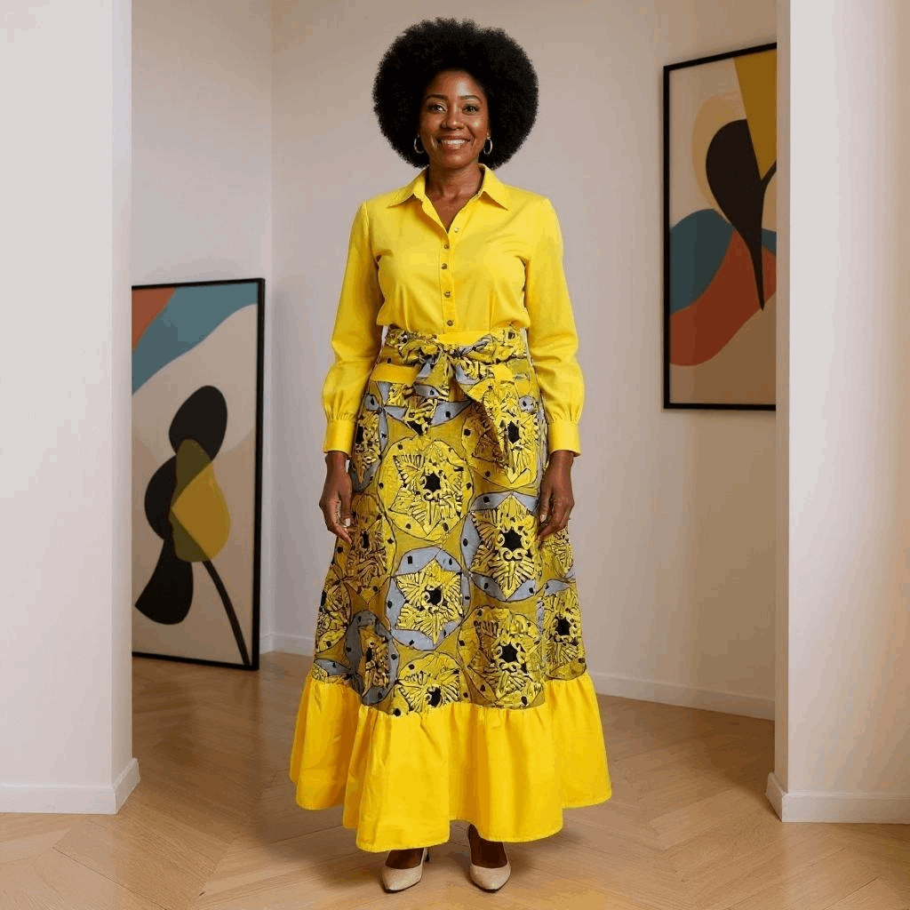 Long African Print Dashiki Skirt