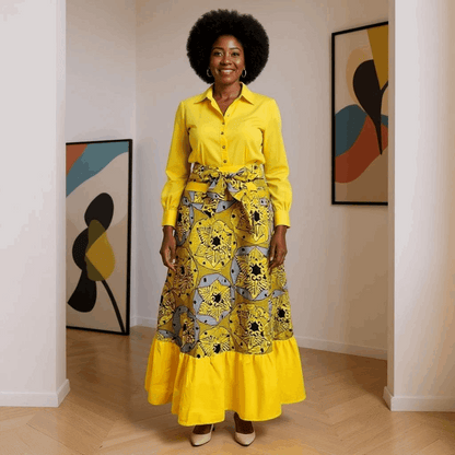 Long African Print Dashiki Skirt