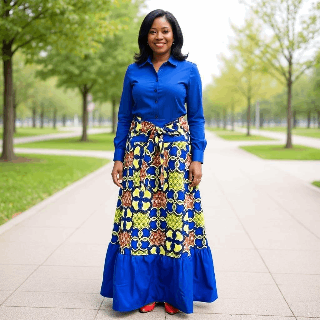 Long African Print Dashiki Skirt