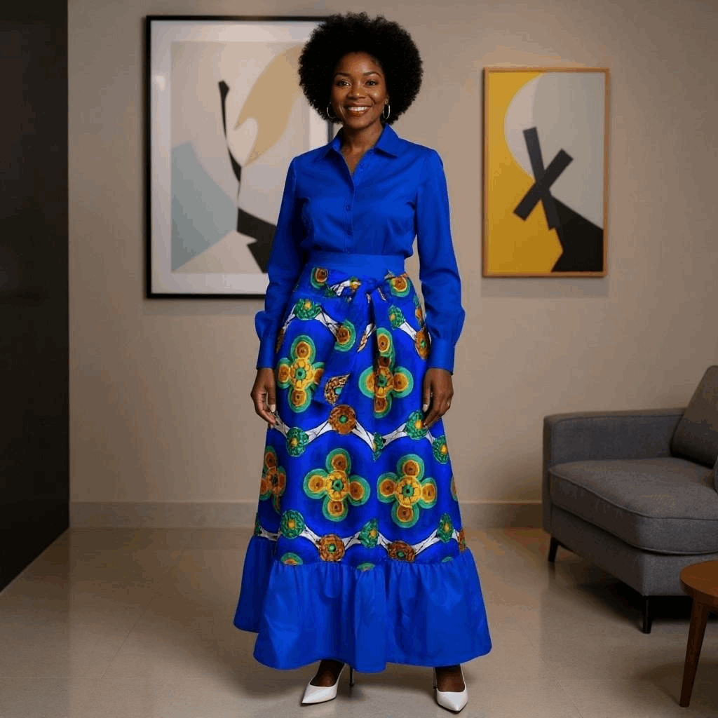 Long African Print Dashiki Skirt