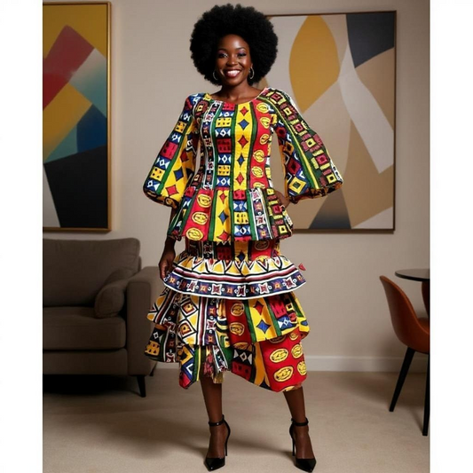 African Multi-Print 3pc Skirt Set