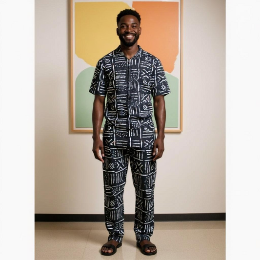 Men's Kente Embroidered Pant Set