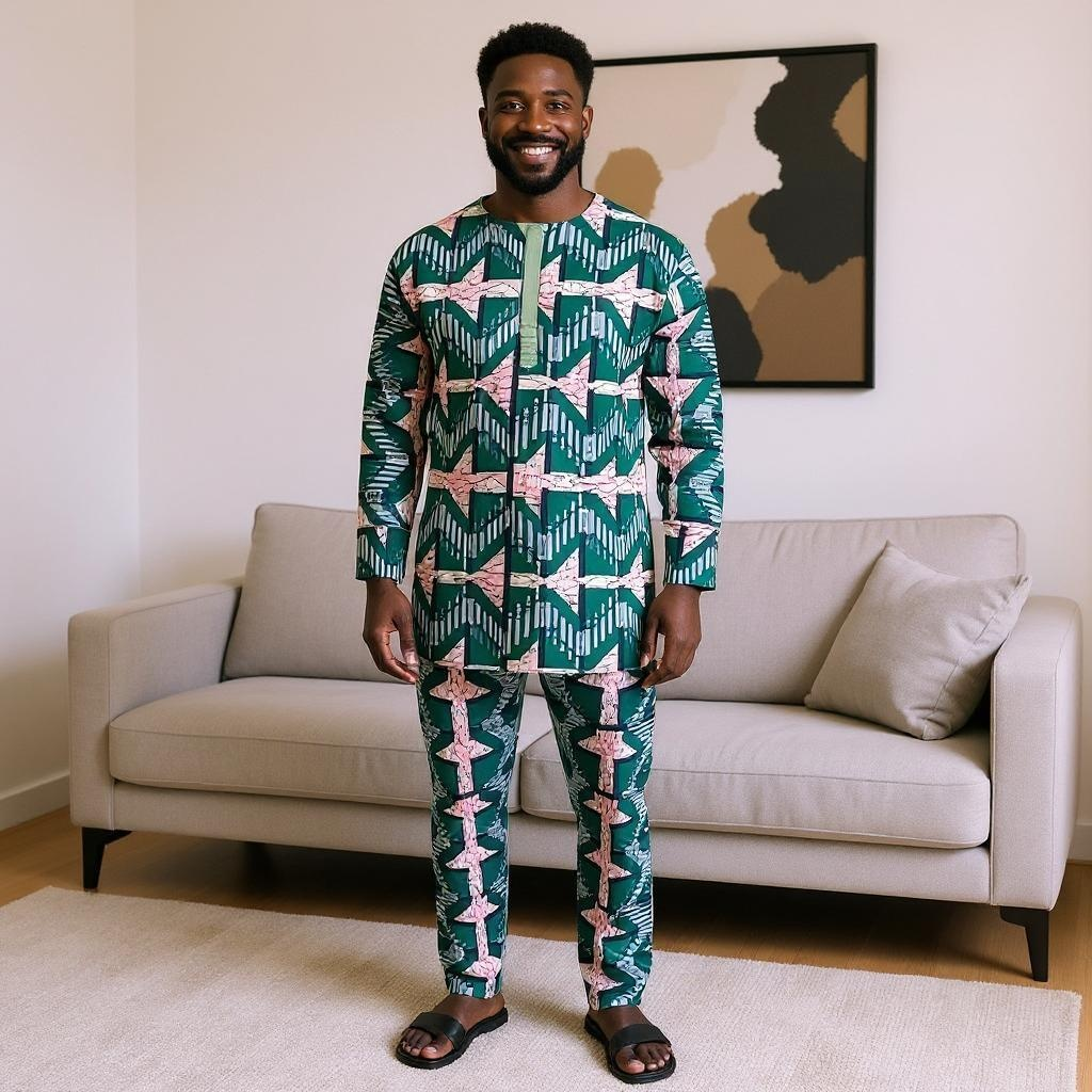 Men Dashiki Pants Set (3XL)