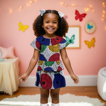 Girl's Ankara Top & Skirt Set