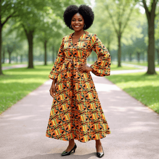 Women's African Kente Print Wrap Dress