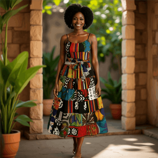 Bold African Patchwork Print Long Skirt