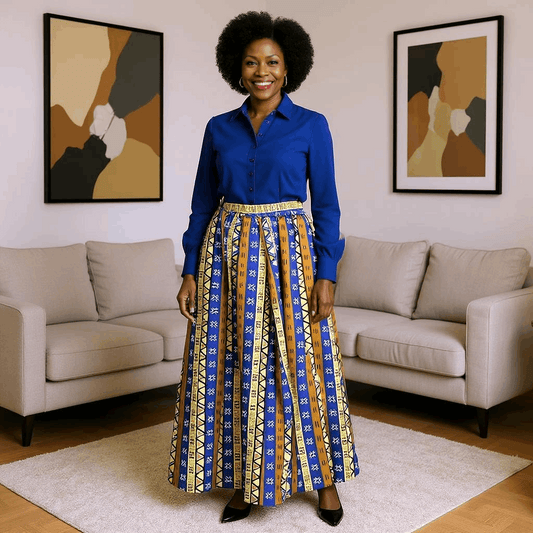 African Multicolor Vertical Stripe Print Long Skirt