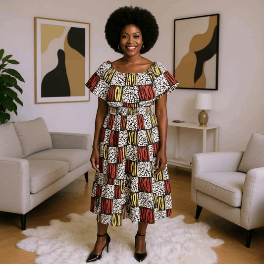 Women's African Bold Patch Style Dress