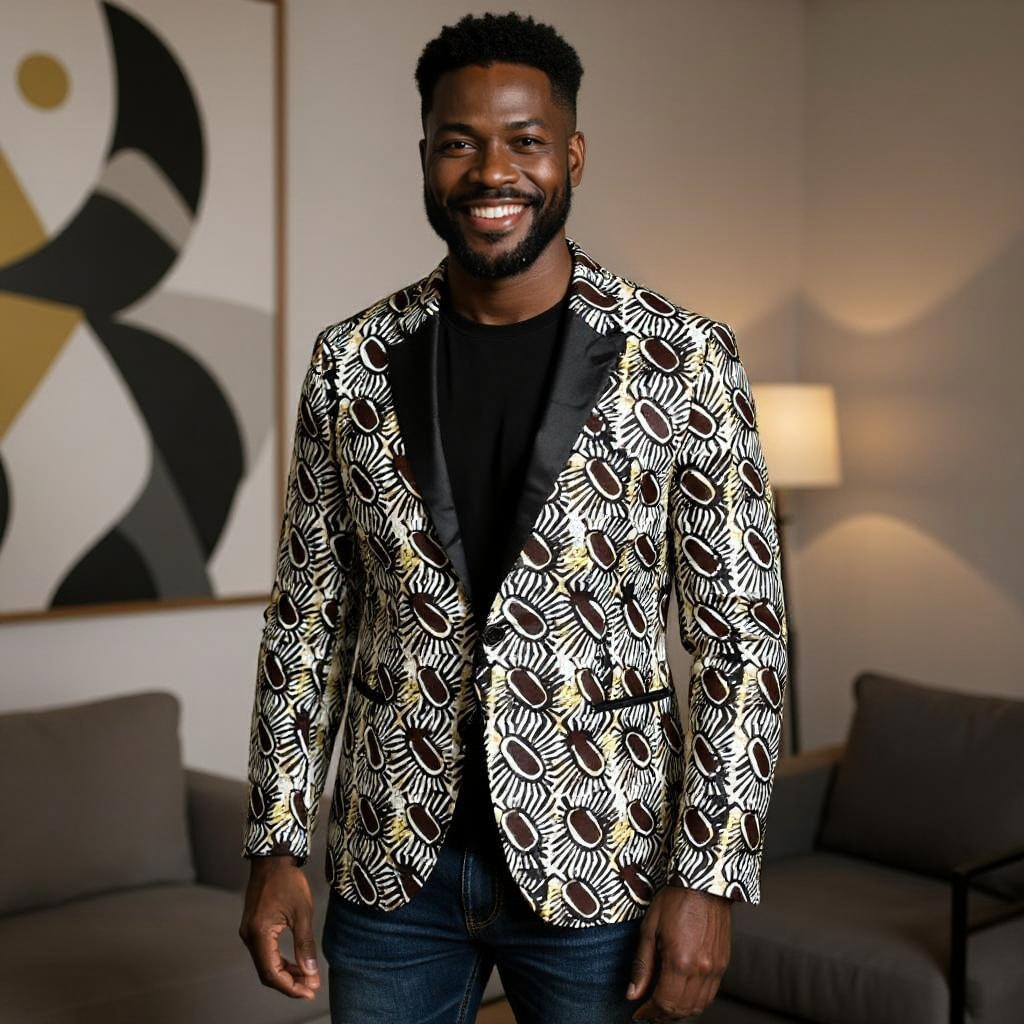 Men's African Circles Print Blazer Jacket