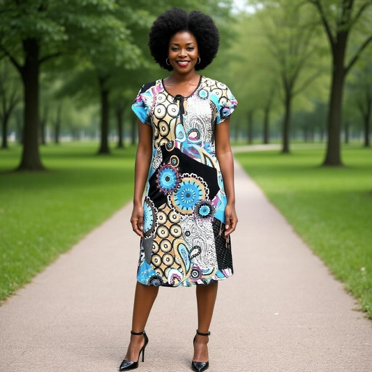 Paisley Aqua Multi Print Dress