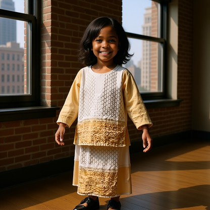 Girl's African 3 Piece Formal George Fabric Skirt Set