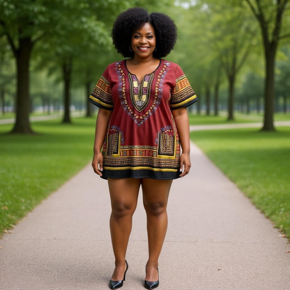 Traditional Print Unisex Dashiki Shirts (Plus Size)