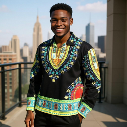 Traditional Print Unisex Dashiki Shirts (Medium Size)