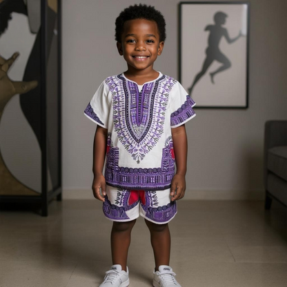 Kids Dashiki Top and Shorts Set