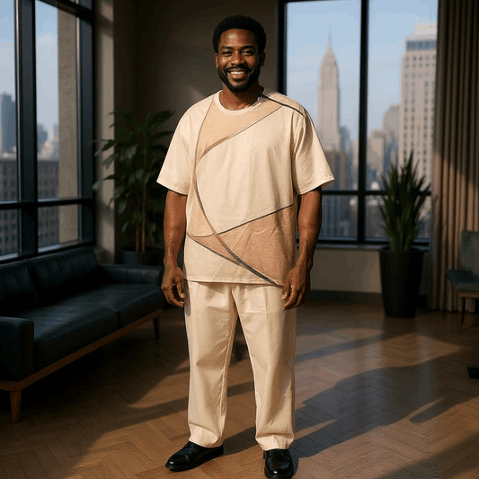 Men's Beige 2pc Pants Set