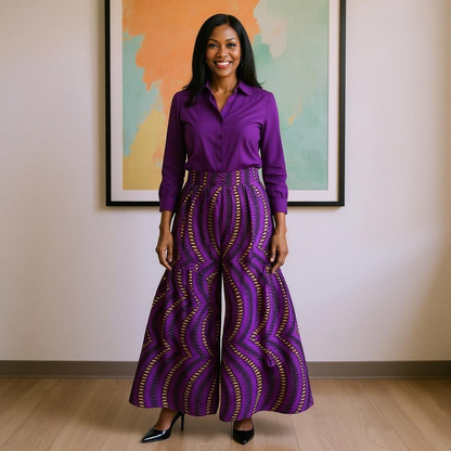 African Print Palazzo Pants with Side Pockets