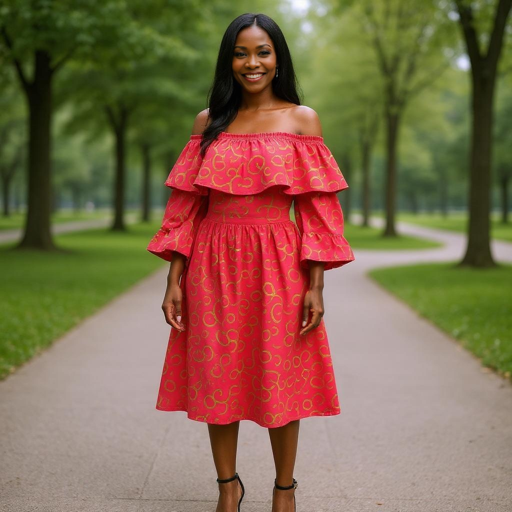 African Print Layered Ruffled Dress