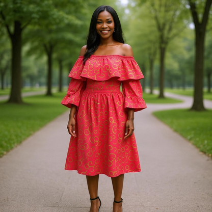 African Print Layered Ruffled Dress