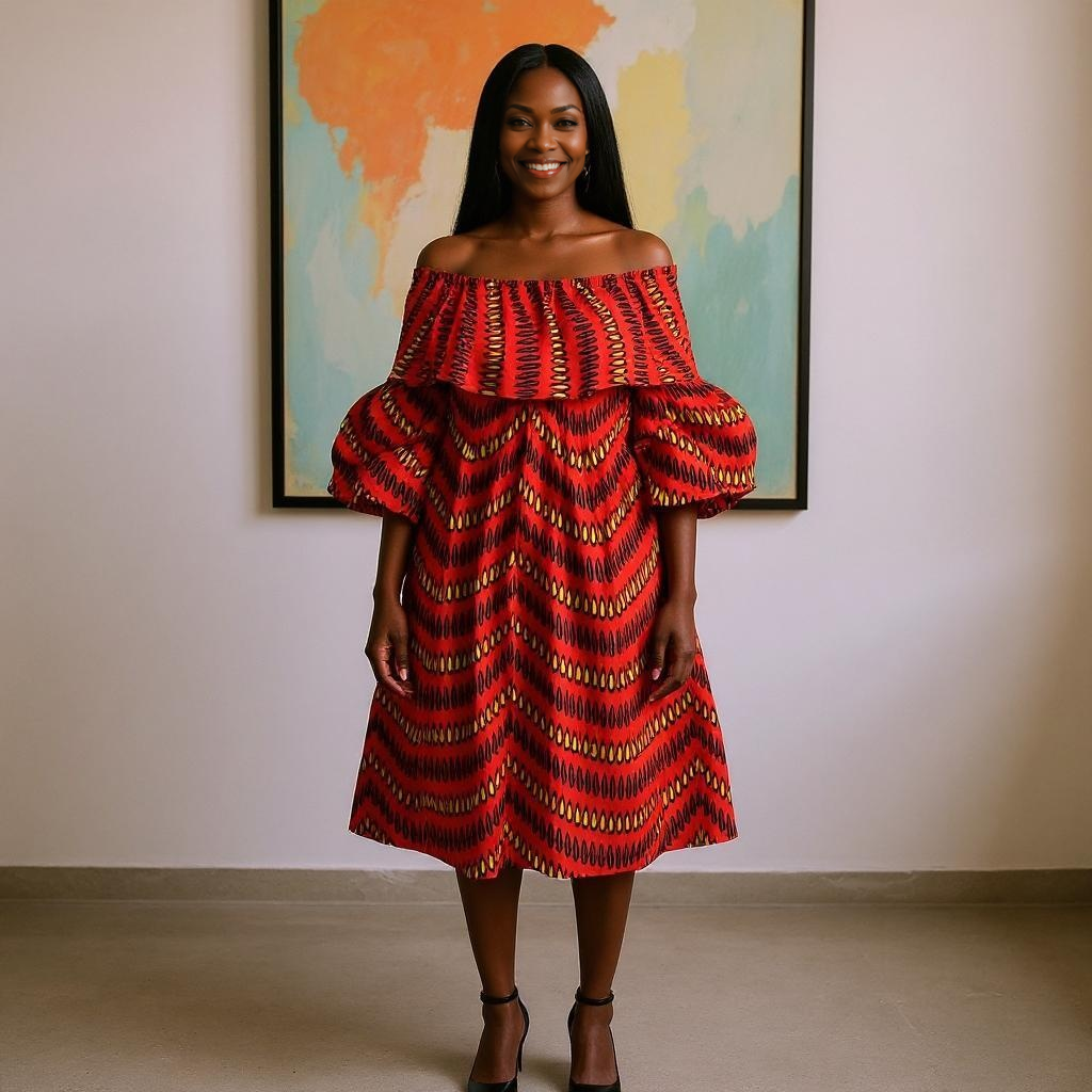 African Print Layered Ruffled Dress