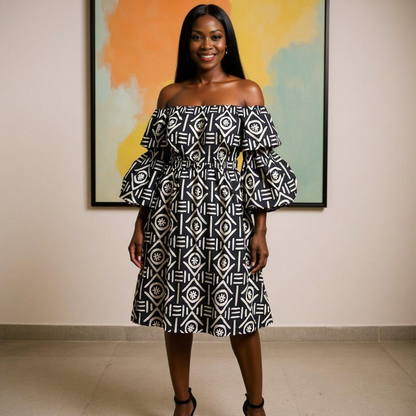 African Print Layered Ruffled Dress