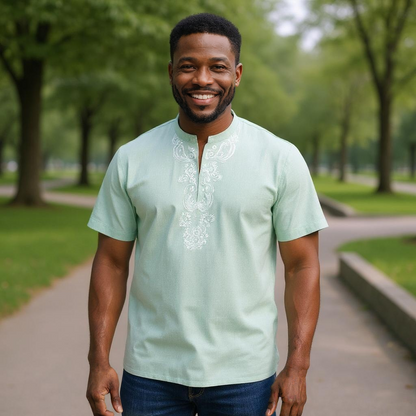 Men's Linen Embroidered Dashiki Shirt