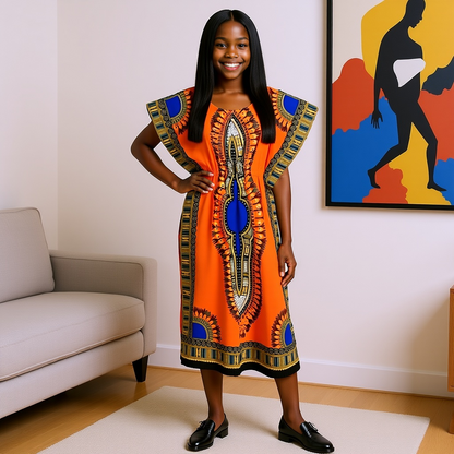 Girl's Dashiki Kaftan Dress