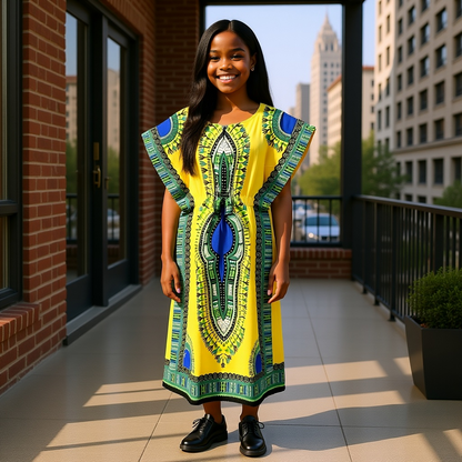 Girl's Dashiki Kaftan Dress