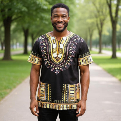 Big and Tall Plus Size Traditional Print Dashiki Shirts (Unisex) 5X-8X