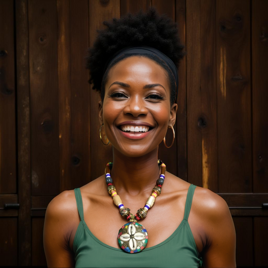 African Fashion Colorful Cowrie Style Beaded Necklace