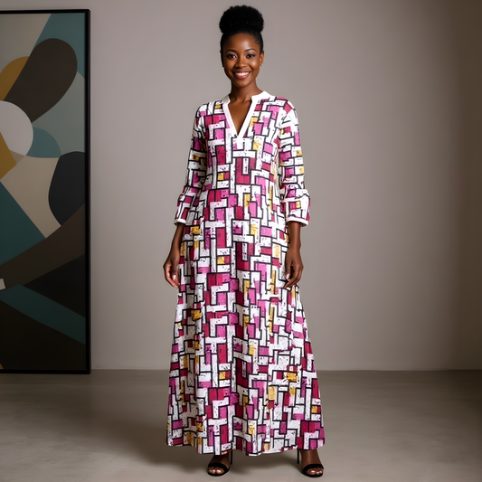 Modern African Print Maxi Dress (3XL)