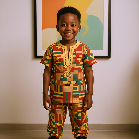 Boy's African Print Dashiki Pants Set (Size 6)