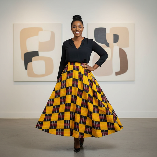 African Print Long Kente Print Maxi Skirt