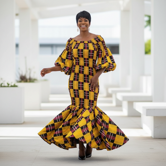 African Print Long Kente Print Maxi Dress