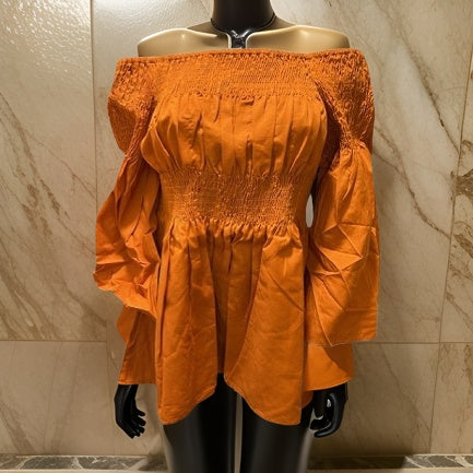 Solid Color Peplum Sleeve Ankara Blouse - Premium African Apparel from MAGOS - Just $25! Shop this and more African Apparel now 