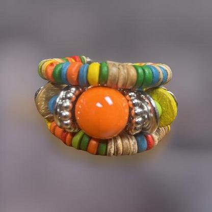 Resin Ball Accented Wooden Wrapped Bracelet - MAGOS
