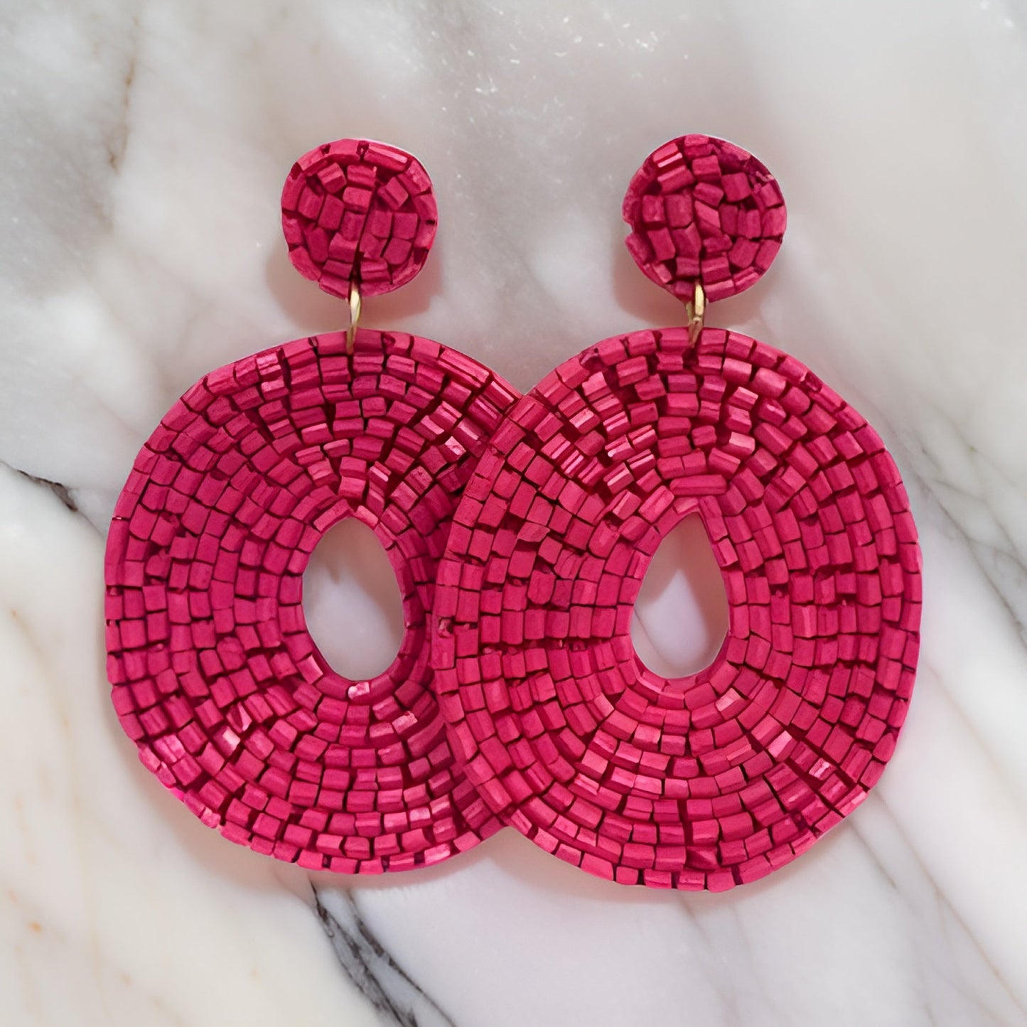 Round Beaded Flat Donut Seed Dangle Earrings - Premium Jewelry from MAGOS - Just $4! Shop this and more Jewelry now 