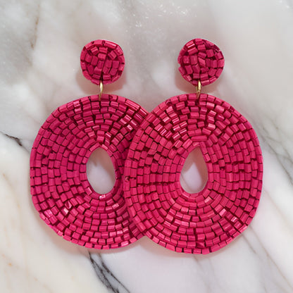 Round Beaded Flat Donut Seed Dangle Earrings - Premium Jewelry from MAGOS - Just $4! Shop this and more Jewelry now 