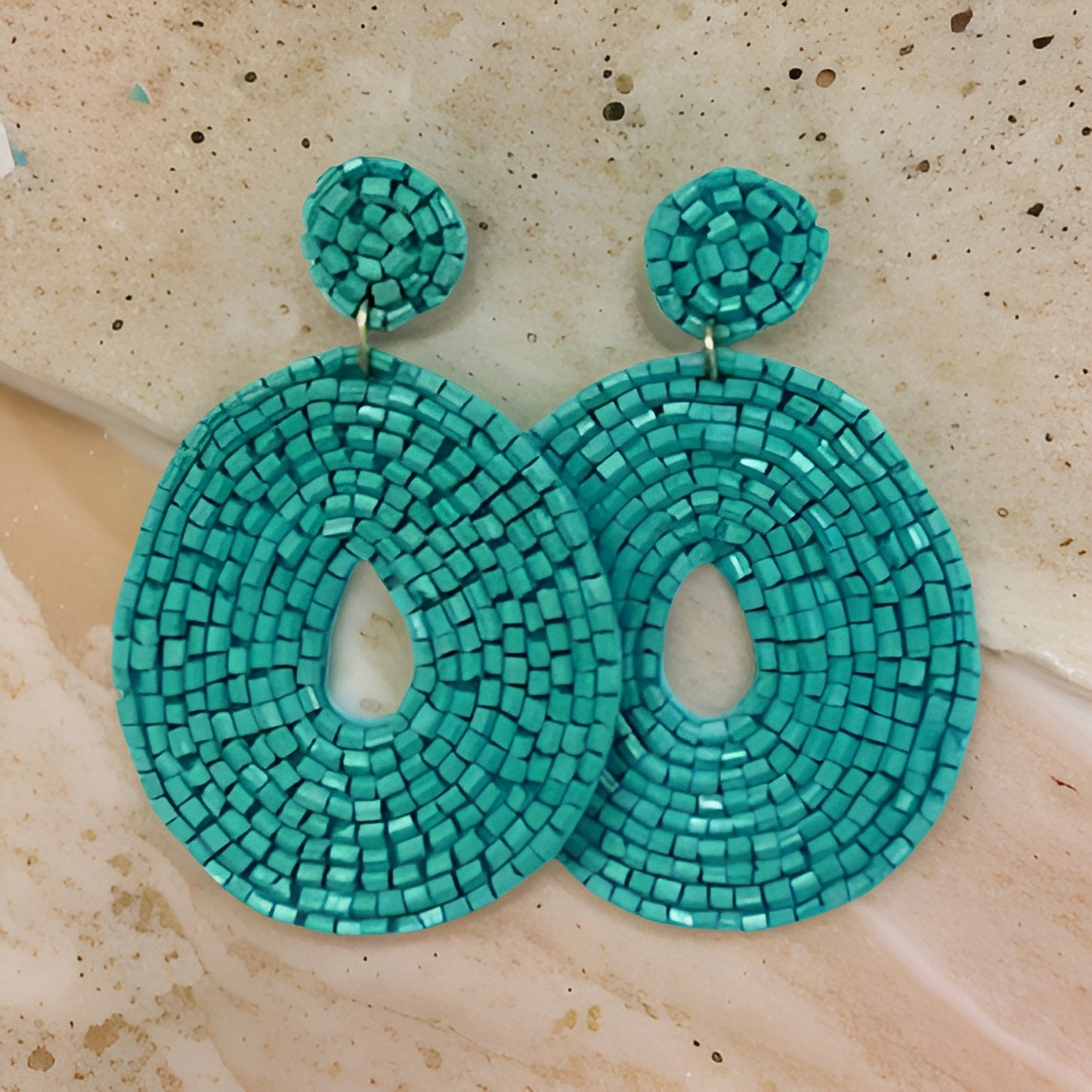 Round Beaded Flat Donut Seed Dangle Earrings - Premium Jewelry from MAGOS - Just $4! Shop this and more Jewelry now 
