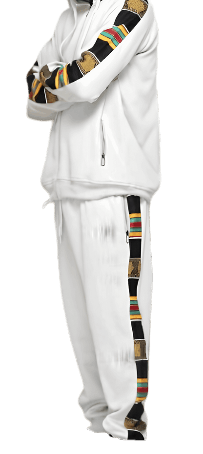 Light Grey African Kente Jogger Track Suit (Large)
