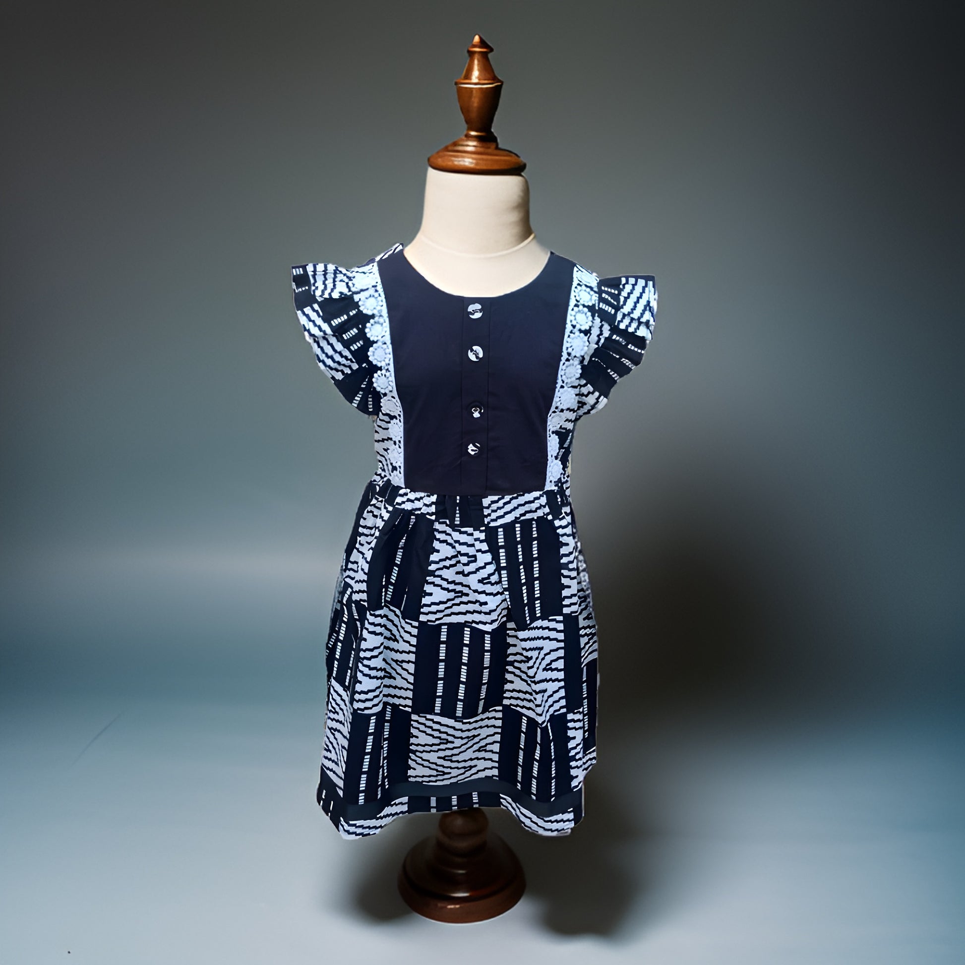 Girls Black/White African Print Dress (2T) - Premium African Apparel from MAGOS - Just $25! Shop this and more African Apparel now 