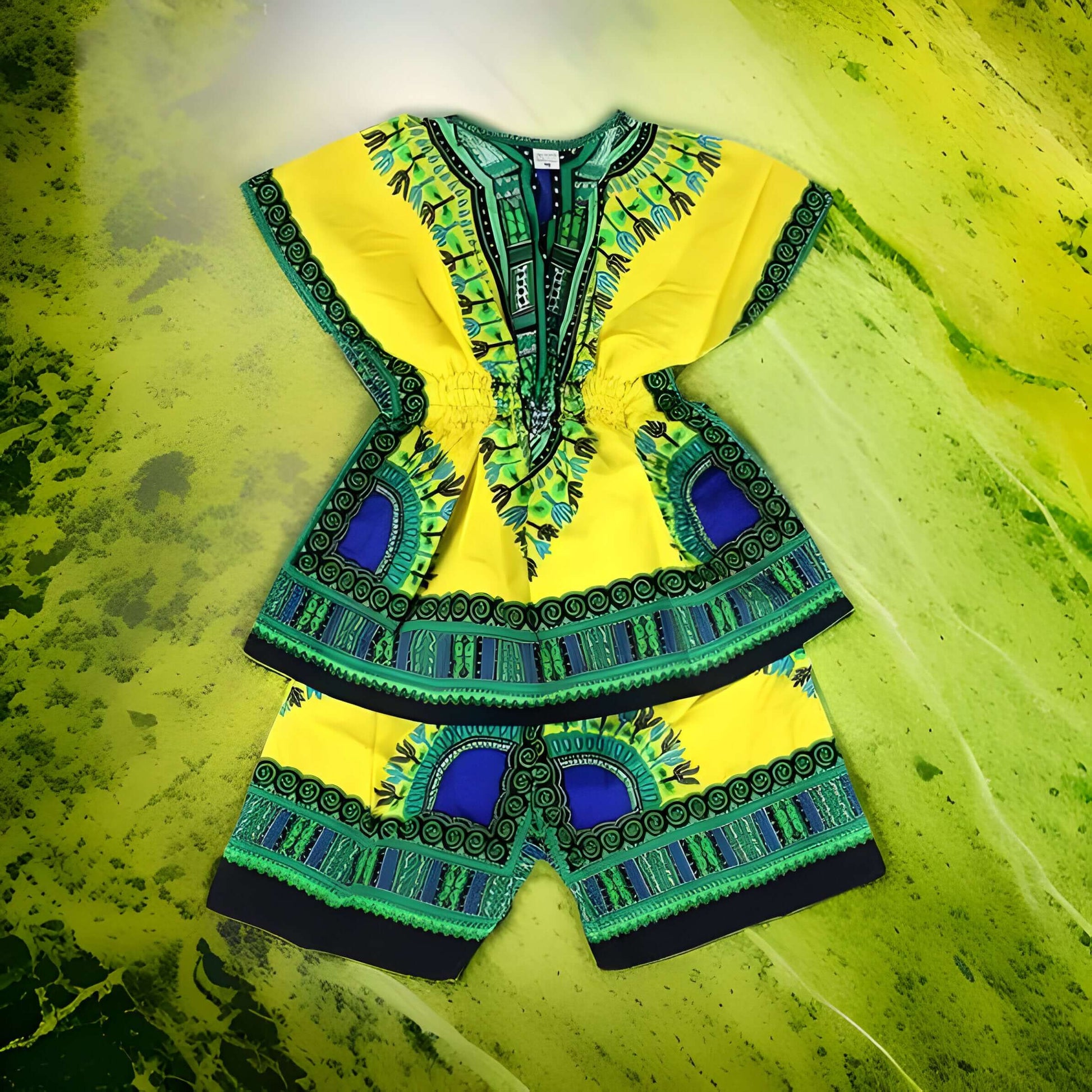 Girls Elastic Waistband Dashiki Top and Shorts Set - Premium African Apparel from MAGOS - Just $25! Shop this and more African Apparel now 