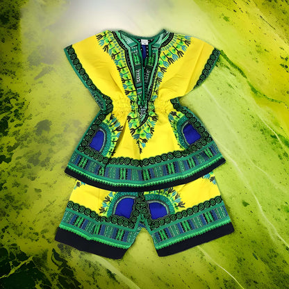 Girls Elastic Waistband Dashiki Top and Shorts Set - Premium African Apparel from MAGOS - Just $25! Shop this and more African Apparel now 