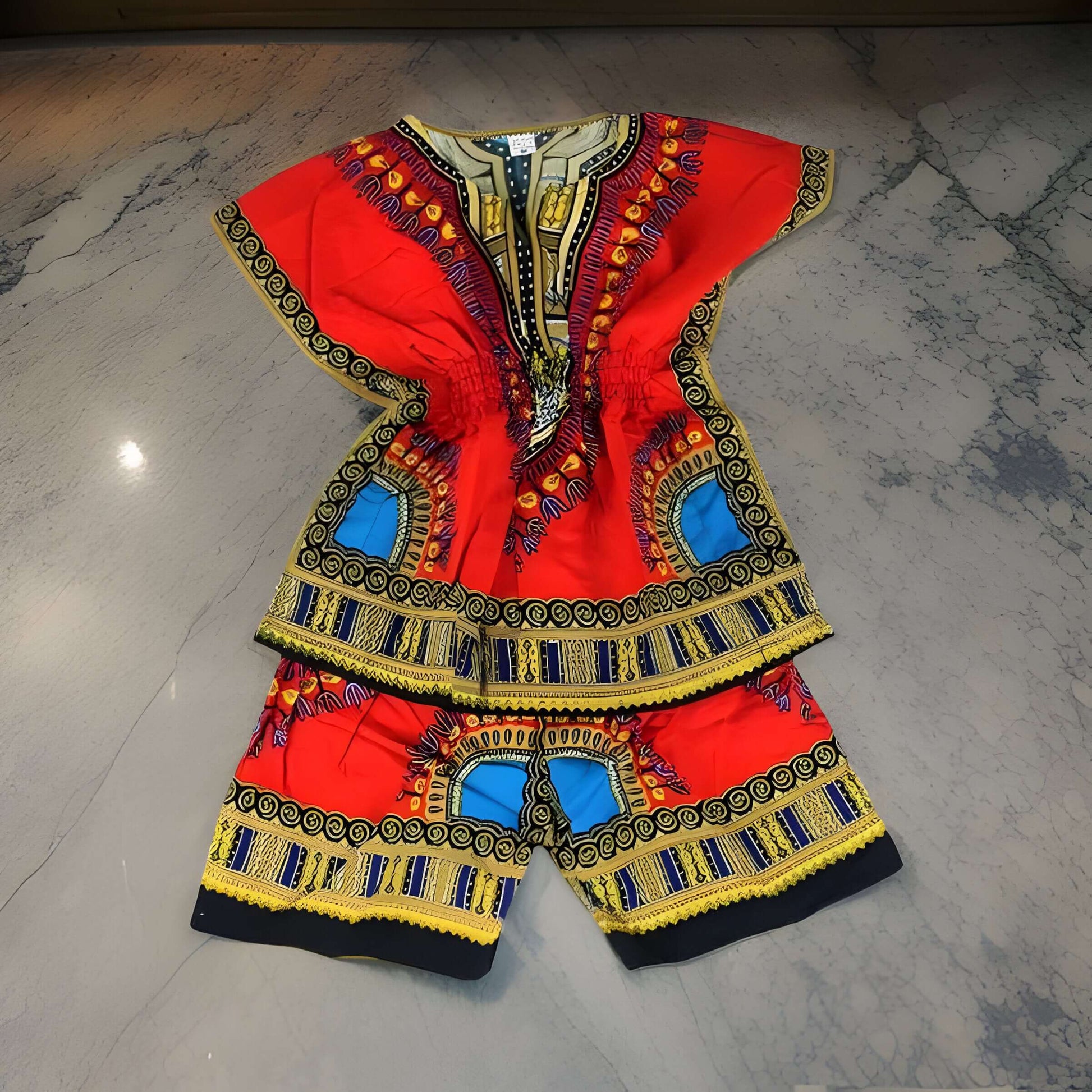 Girls Elastic Waistband Dashiki Top and Shorts Set - Premium African Apparel from MAGOS - Just $25! Shop this and more African Apparel now 