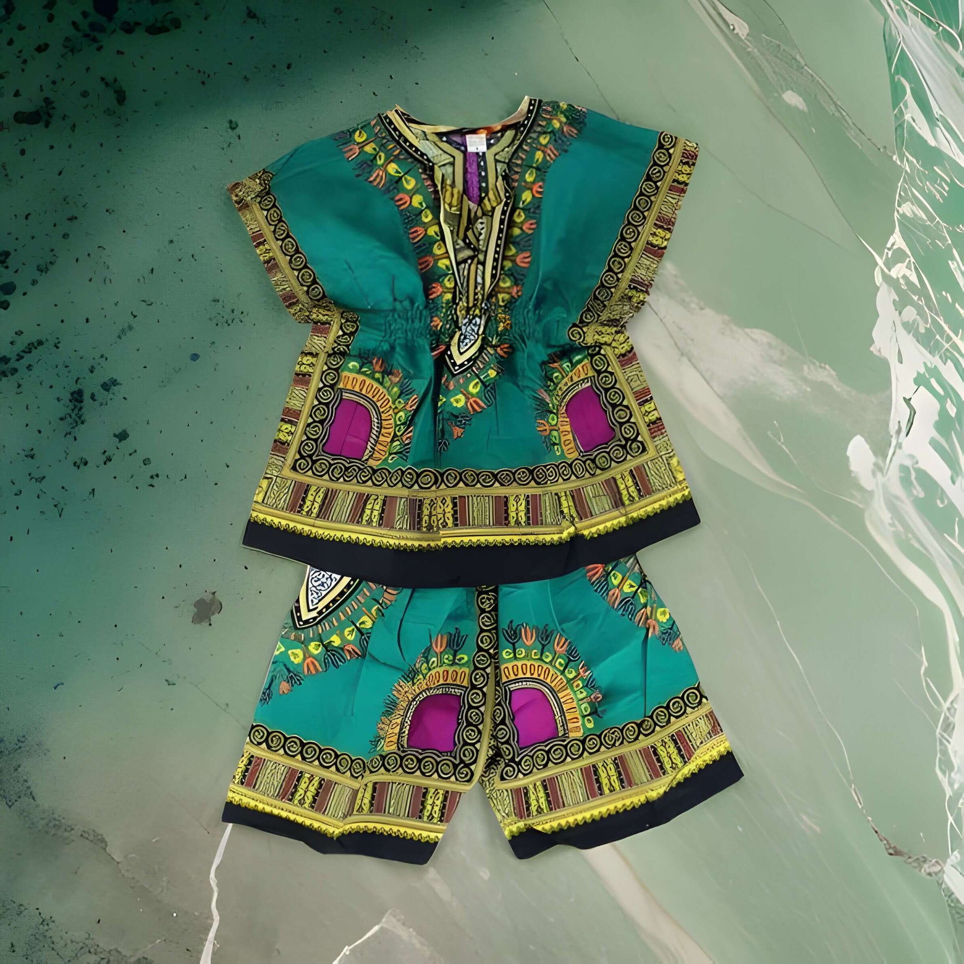 Girls Elastic Waistband Dashiki Top and Shorts Set - Premium African Apparel from MAGOS - Just $25! Shop this and more African Apparel now 