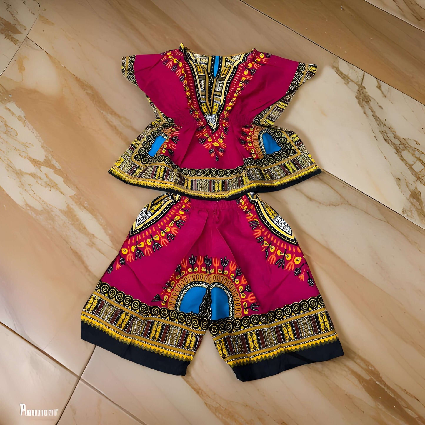 Girls Elastic Waistband Dashiki Top and Shorts Set - Premium African Apparel from MAGOS - Just $25! Shop this and more African Apparel now 