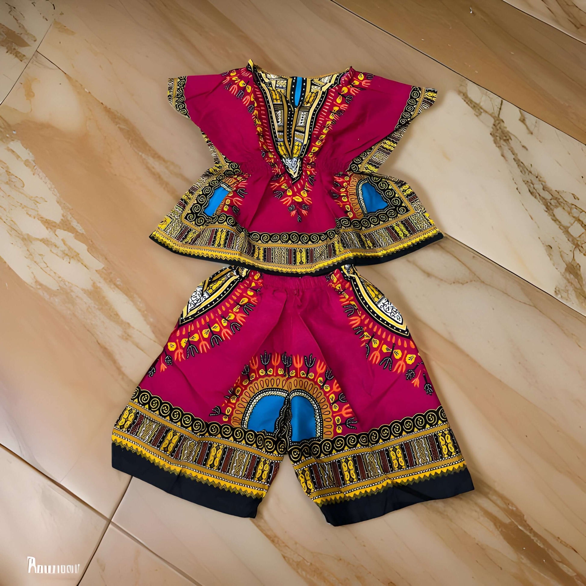 Girls Elastic Waistband Dashiki Top and Shorts Set - Premium African Apparel from MAGOS - Just $25! Shop this and more African Apparel now 