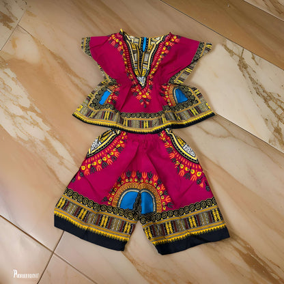 Girls Elastic Waistband Dashiki Top and Shorts Set - Premium African Apparel from MAGOS - Just $25! Shop this and more African Apparel now 