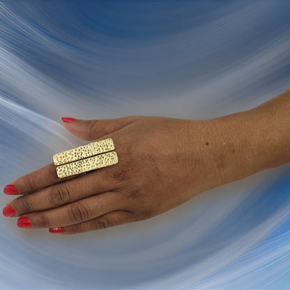 Gold Elongated Rectangular Ring - MAGOS