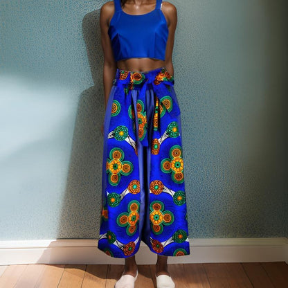 African Print Dashiki Denim Palazzo Pants