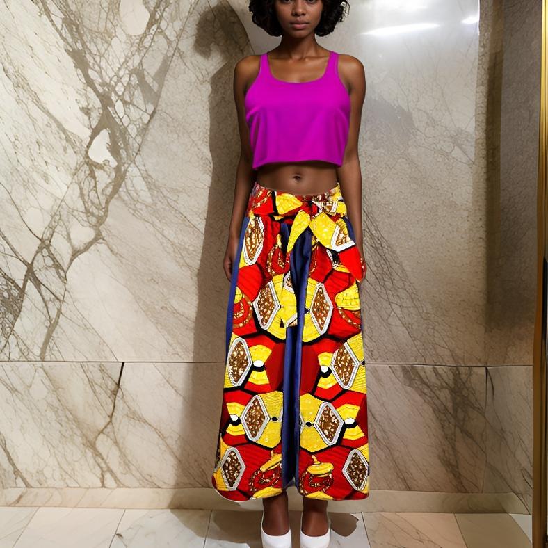 African Print Dashiki Denim Palazzo Pants